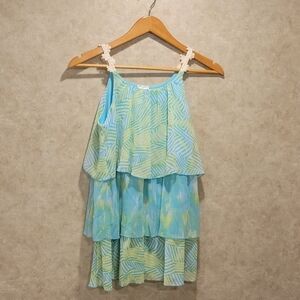Disney D-Signed Girls Size XL Flowy Tiered Dressy Fairy Pastel Tank Blouse